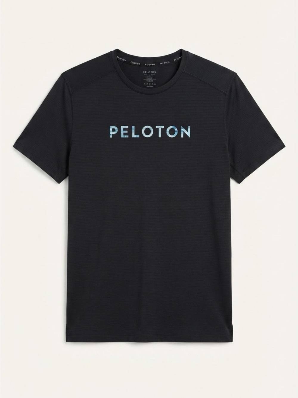 Peloton Black Athletic Workout T-Shirt Blue Gradient Logo Men’s Large